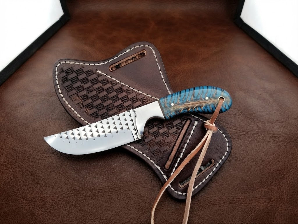 handcrafted Custom Cowboy Knife – Forged Steel Blade & Premium Stabilized Pinecone Handle