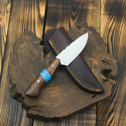 Custom Handmade Hunting Skinner Knife with Leather Sheath
