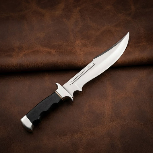 Handcrafted D2 Steel Bowie Hunting Knife with Micarta Handle and High-Polish Finish