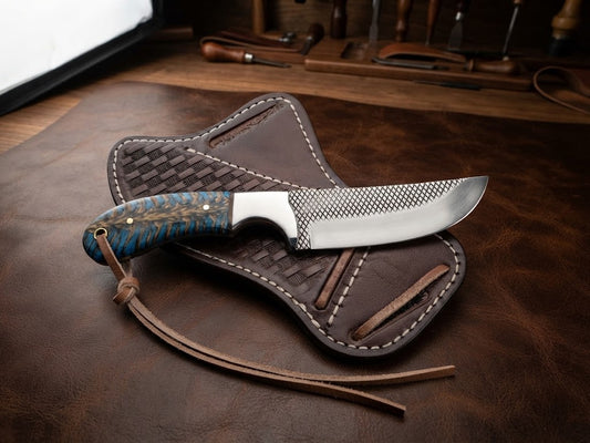 handcrafted Custom Cowboy Knife – Forged Steel Blade & Premium Stabilized Pinecone Handle