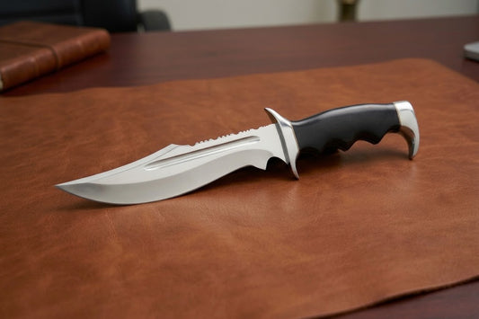Handcrafted D2 Steel Bowie Hunting Knife with Black Micarta Handle