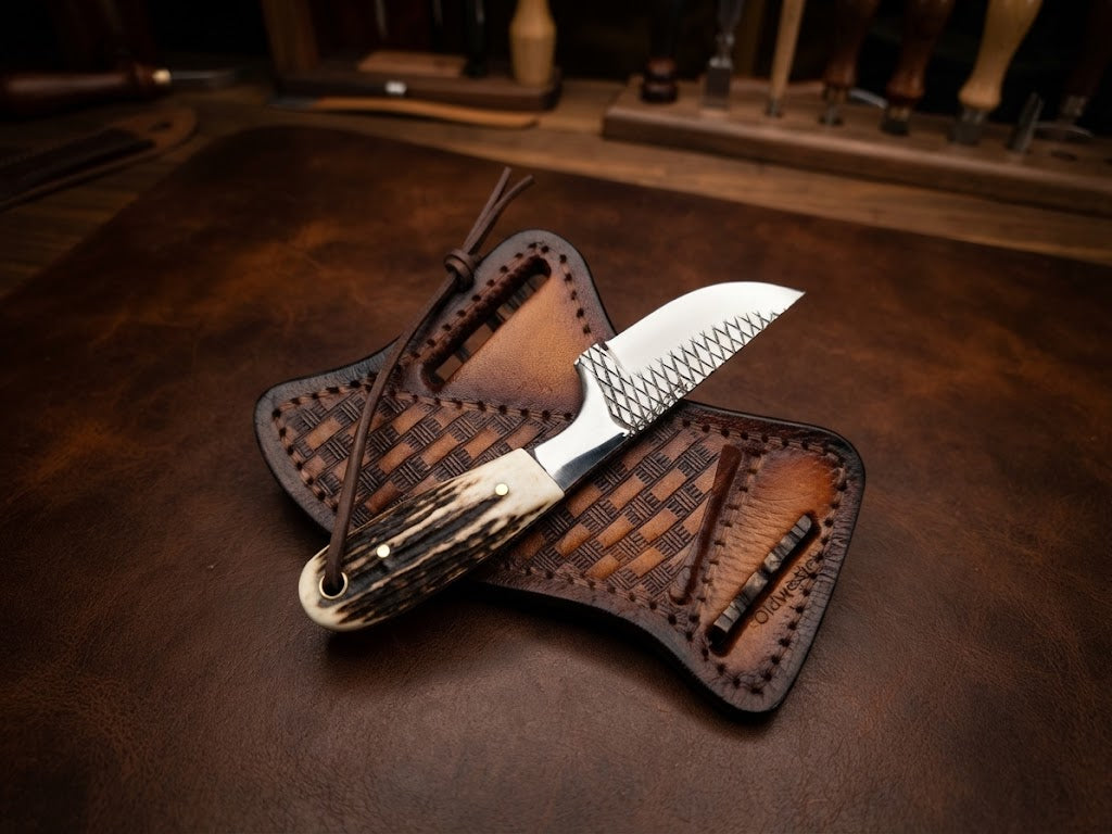 Handcrafted Custom Cowboy Knife – Forged Steel Blade & Genuine Stag Horn Handle
