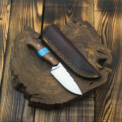 Custom Handmade Hunting Skinner Knife with Leather Sheath