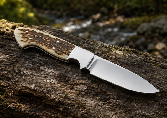 Custom J2 Steel Fixed Blade Hunting Knife – Antler-Style Handle & Outdoor Knife
