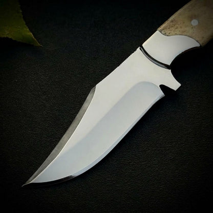 Custom Handmade Fixed Blade Knife – Bone Handle & Leather Sheath