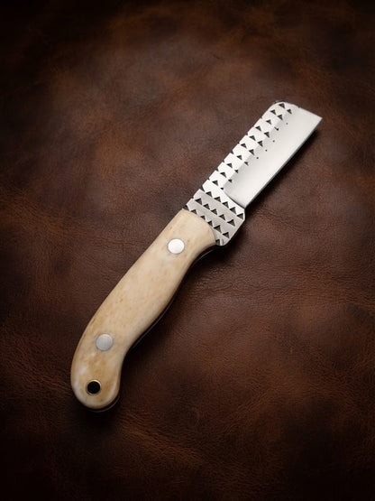 Handcrafted Custom Bone Handle Hunting Knife Genuine Rasp Blade & Outdoor EDC