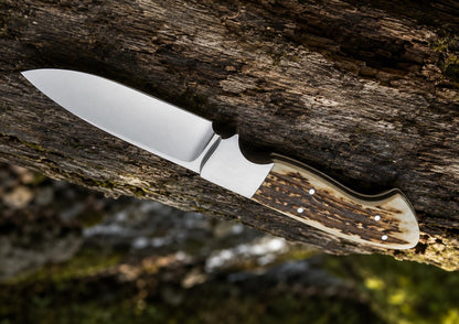 Custom J2 Steel Fixed Blade Hunting Knife – Antler-Style Handle & Outdoor Knife