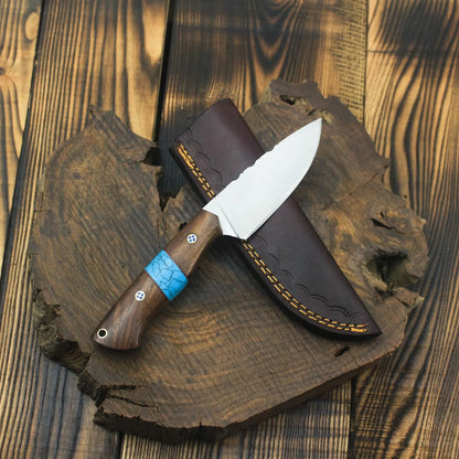 Custom Handmade Hunting Skinner Knife with Leather Sheath