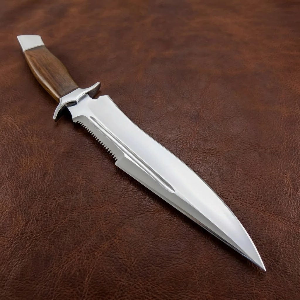 Handcrafted D2 Steel Bowie Hunting Knife with Premium Rosewood Handle