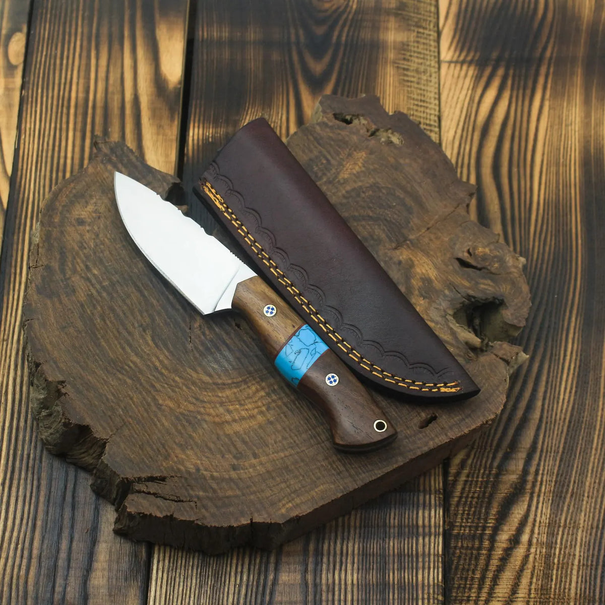 Custom Handmade Hunting Skinner Knife with Leather Sheath