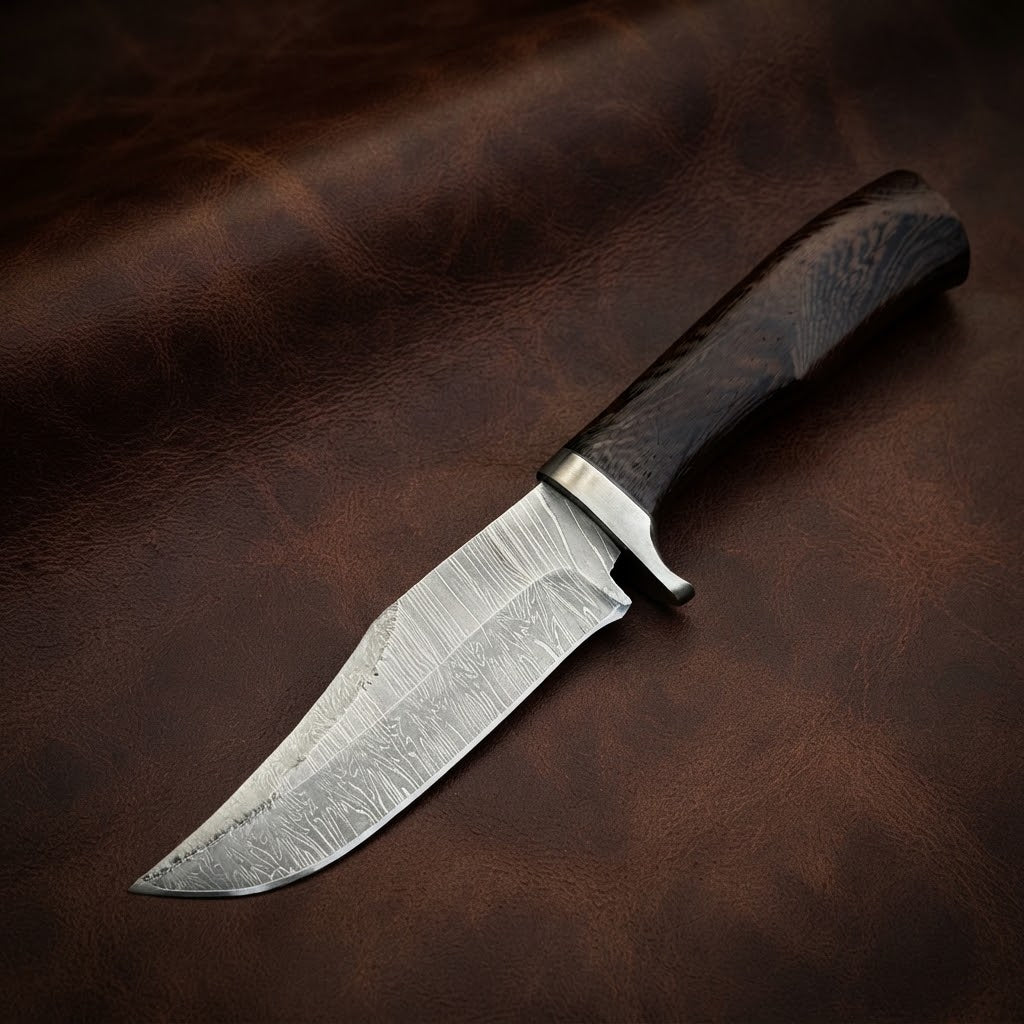 Handcrafted Damascus Steel Hunting Knife with Wengi wood Handle