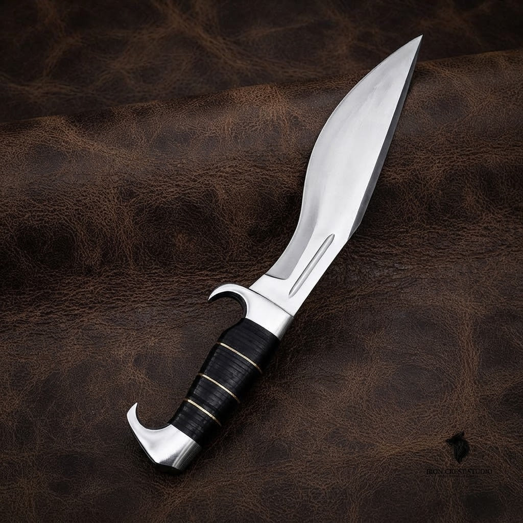 Handcrafted D2 Steel Hunting Kukri Knife with Micarta Handle and Leather Sheath