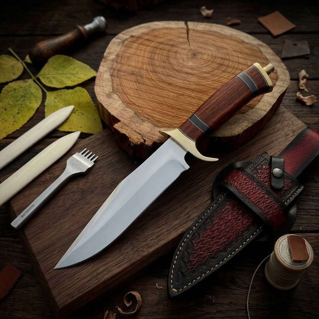 Handcrafted Stainless steel Fixed Blade Knife with Leather Sheath