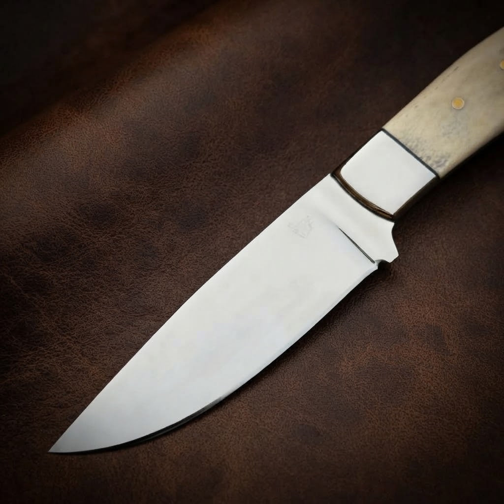 Custom Handmade D2 Steel Hunting Knife Bone Handle with Leather Sheath