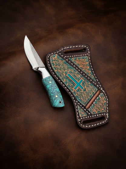 Handcrafted Custom Cowboy Hunting Knife Premium Resin Handle & Rasp Blade