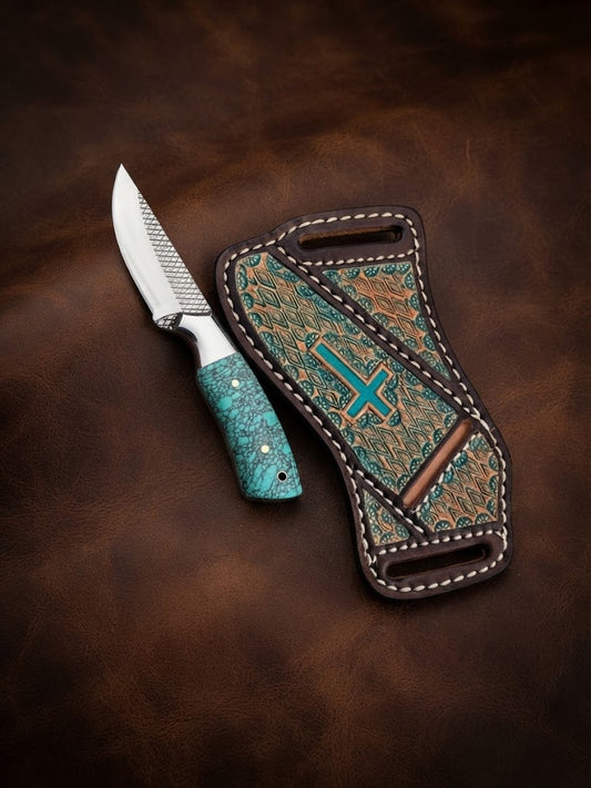 Handcrafted Custom Cowboy Hunting Knife Premium Resin Handle & Rasp Blade