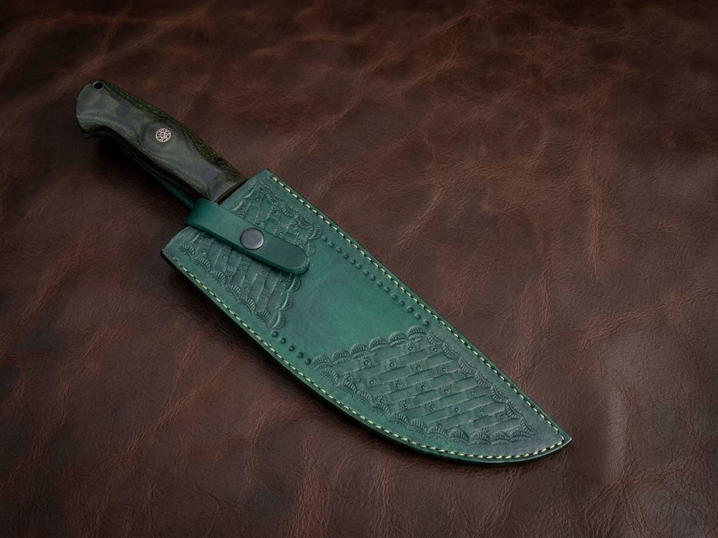 Handcrafted Black Powder-Coated Stainless Steel Tracker Hunting Knife with Micarta Handle