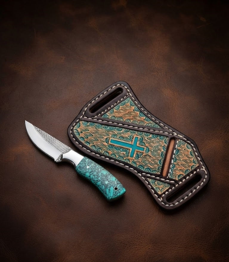 Handcrafted Custom Cowboy Hunting Knife Premium Resin Handle & Rasp Blade
