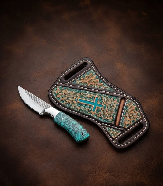 Handcrafted Custom Cowboy Hunting Knife Premium Resin Handle & Rasp Blade