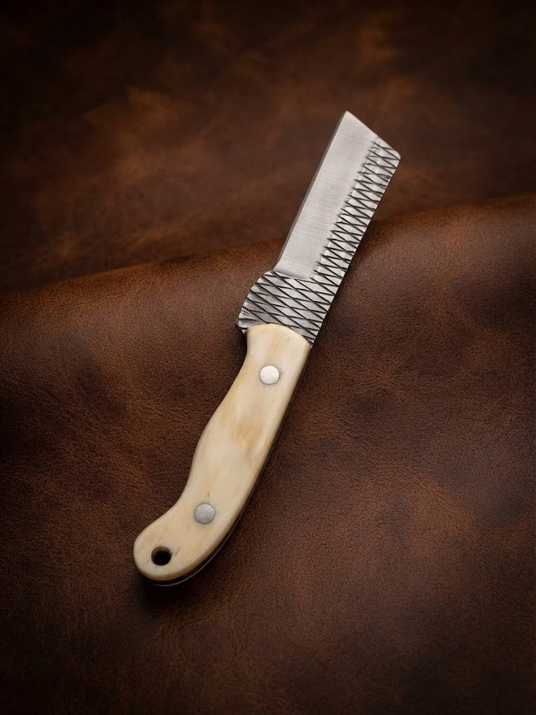 Handcrafted Custom Bone Handle Hunting Knife Genuine Rasp Blade & Outdoor EDC