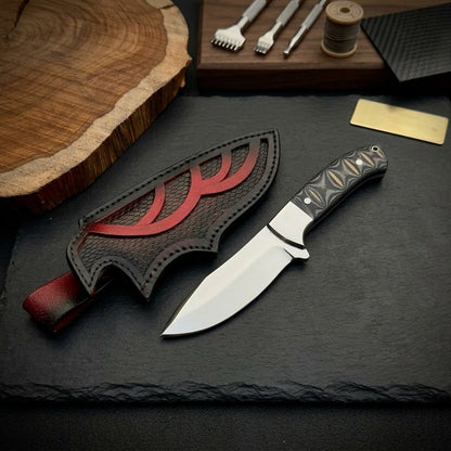 Custom Handcrafted Fixed-Blade Bowie Knife with Micarta Handle and Leather Sheath