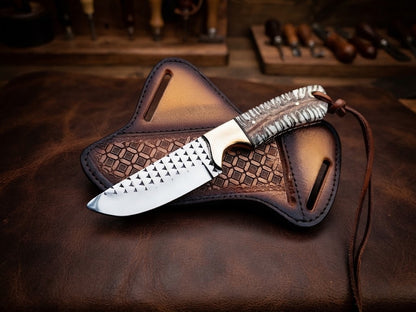 Handcrafted Custom Cowboy Knife – Forged Steel Blade & Premium Stabilized Pinecone Handle