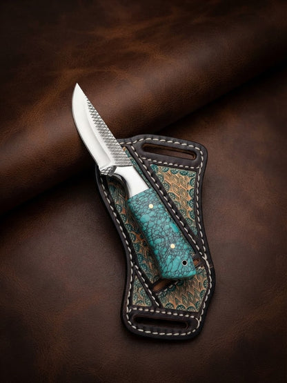 Handcrafted Custom Cowboy Hunting Knife Premium Resin Handle & Rasp Blade