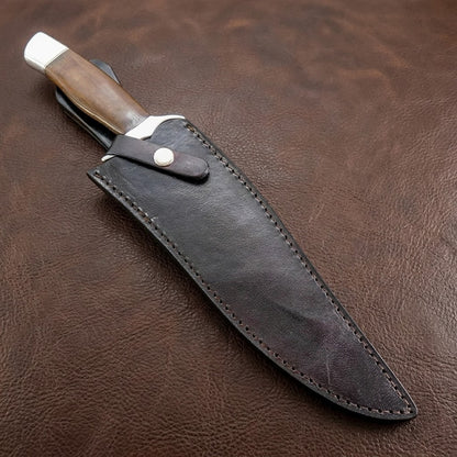 Handcrafted D2 Steel Bowie Hunting Knife with Premium Rosewood Handle