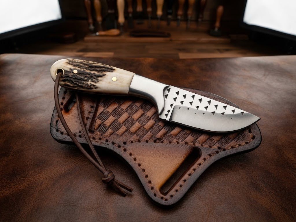 Handcrafted Custom Cowboy Knife – Forged Steel Blade & Genuine Stag Horn Handle
