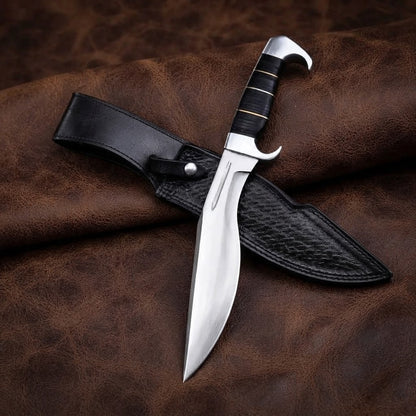 Handcrafted D2 Steel Hunting Kukri Knife with Micarta Handle and Leather Sheath