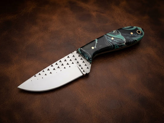 Handcrafted Custom Resin Handle Cowboy & Hunting Knife Genuine Rasp Blade