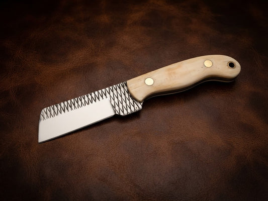 Handcrafted Custom Bone Handle Hunting Knife Genuine Rasp Blade & Outdoor EDC