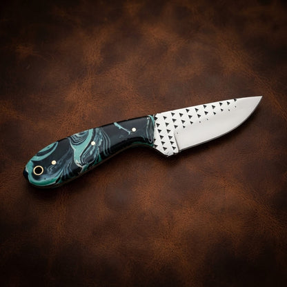 Handcrafted Custom Resin Handle Cowboy & Hunting Knife Genuine Rasp Blade