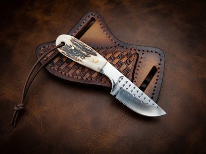 Handcrafted Custom Cowboy Knife – Forged Steel Blade & Genuine Stag Horn Handle