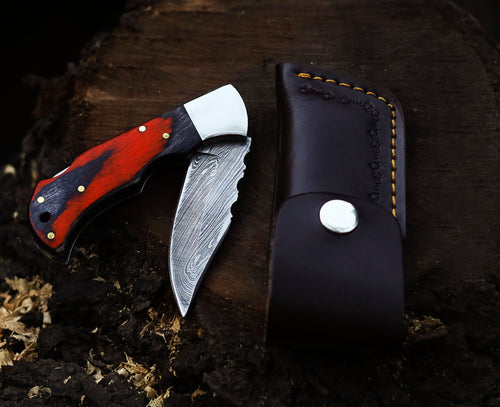 Elite Damascus Folding Pocket Knife - Premium EDC Outdoor Survival Knife