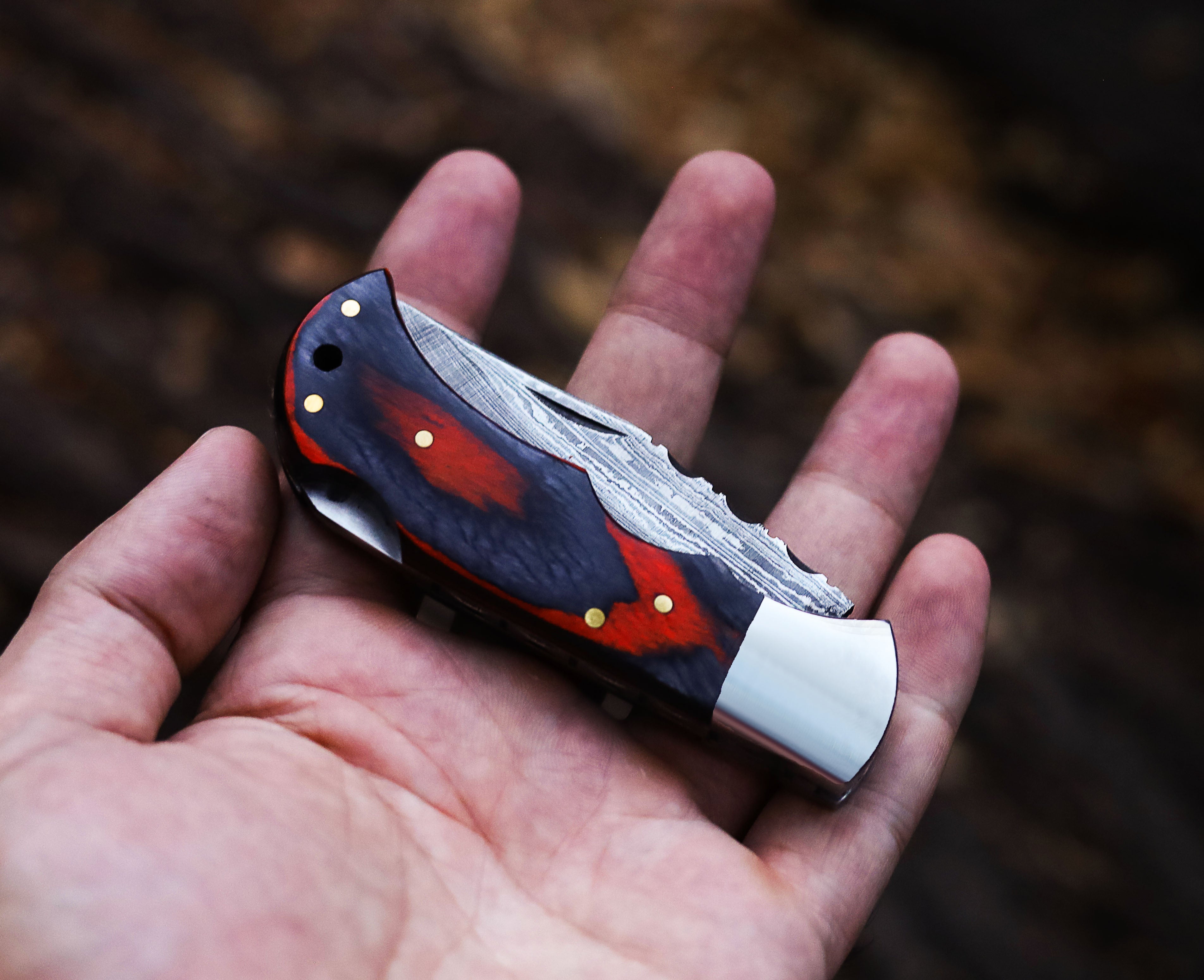 Elite Damascus Folding Pocket Knife - Premium EDC Outdoor Survival Knife