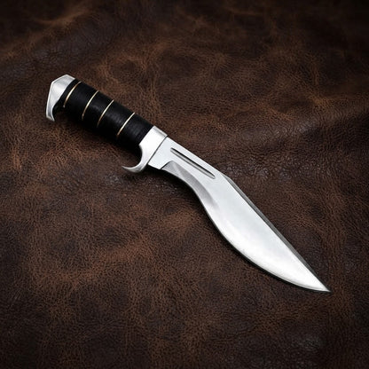 Handcrafted D2 Steel Hunting Kukri Knife with Micarta Handle and Leather Sheath