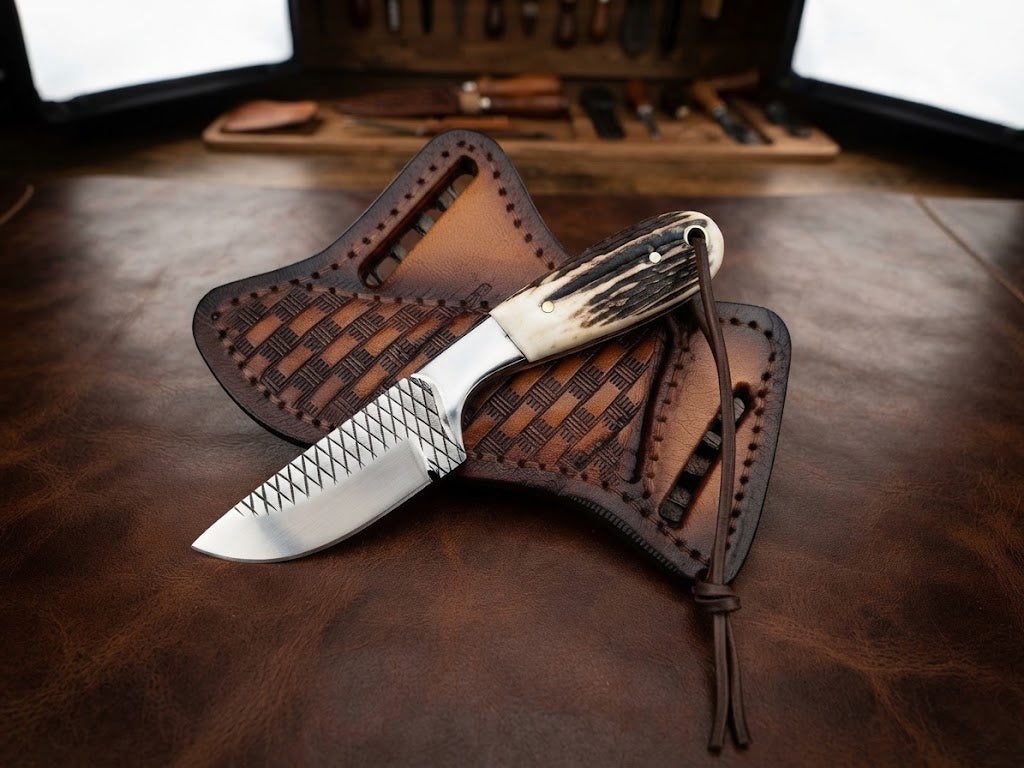 Handcrafted Custom Cowboy Knife – Forged Steel Blade & Genuine Stag Horn Handle