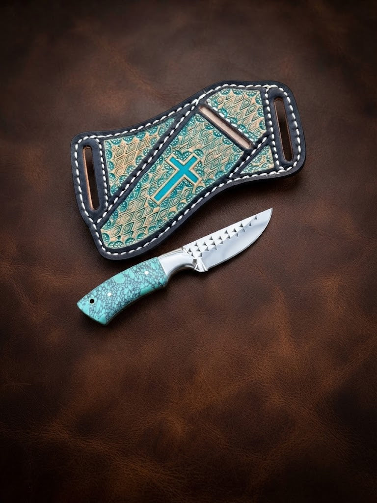 Handcrafted Custom Cowboy Hunting Knife Premium Resin Handle & Rasp Blade