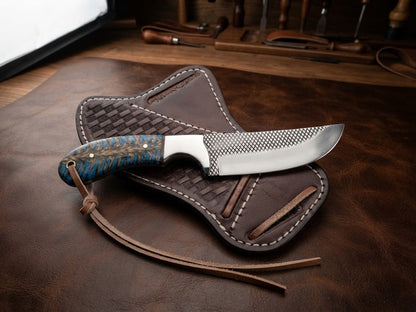 handcrafted Custom Cowboy Knife – Forged Steel Blade & Premium Stabilized Pinecone Handle